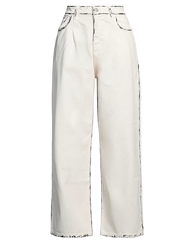 ICON DENIM Denim trousers White 100% Cotton