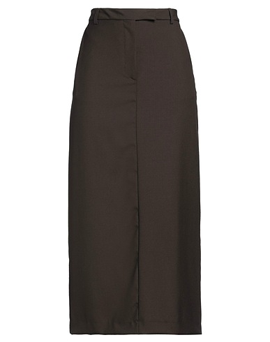 OFFICINE GÉNÉRALE Midi skirt Dark brown 100% Virgin Wool