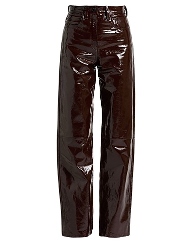 DRIES VAN NOTEN Casual trouser Chocolate brown 100% Leather