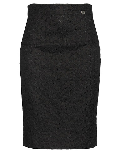 CAVALLI CLASS Midi skirt Black 50% Linen, 50% Cotton
