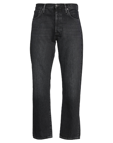 ACNE STUDIOS Denim trousers Black 100% Cotton, Cow leather