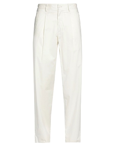 LARDINI Casual trouser MONOTONE Off white 97% Cotton, 3% Elastane