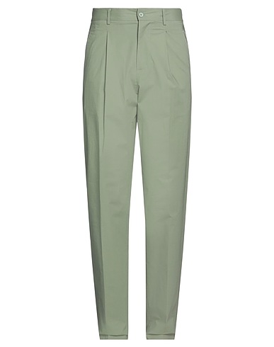 LARDINI Casual pants MONOTONE Sage green 97% Cotton, 3% Elastane