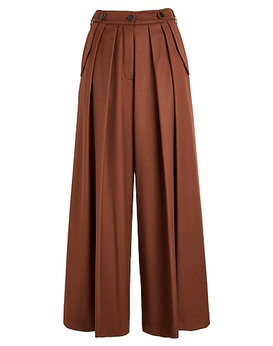 GAëLLE Paris Casual pants Chocolate brown 100% Polyester, Rayon, Metal