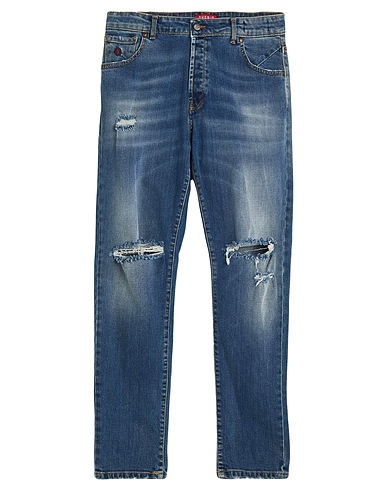 OVER/D Denim trousers Blue 98% Cotton, 2% Elastane