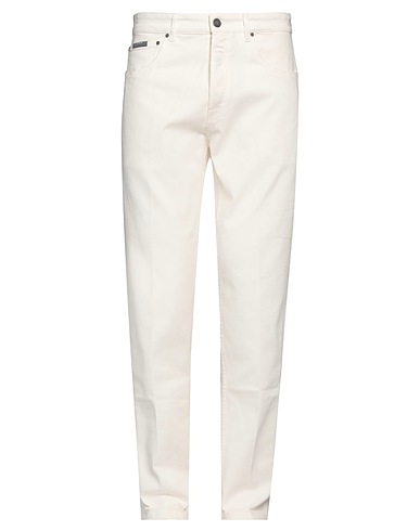 LARDINI Denim trousers Ivory 98% Cotton, 2% Elastane