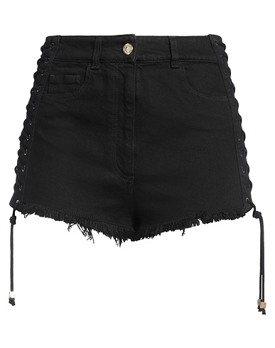 ELISABETTA FRANCHI Denim shorts Black 98% Cotton, 2% Elastane