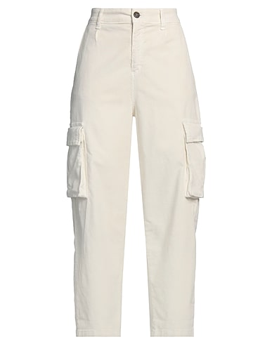 WHITE WISE Casual trouser Off white 97% Cotton, 3% Elastane
