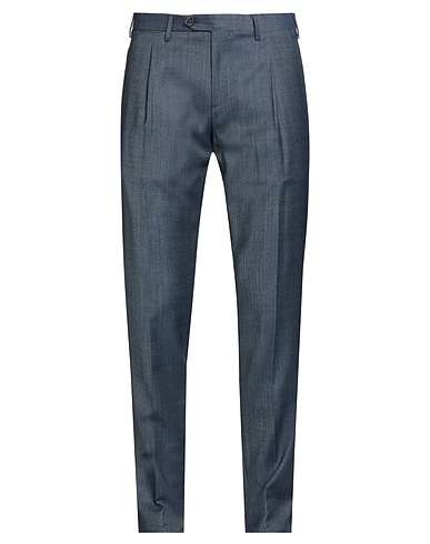 LARDINI Casual trouser Slate blue 60% Wool, 40% Polyester
