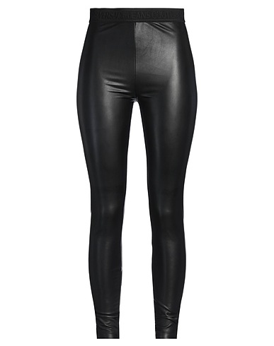 VERSACE JEANS COUTURE Leggings Black 90% Polyester, 10% Elastane, Polyurethane coated