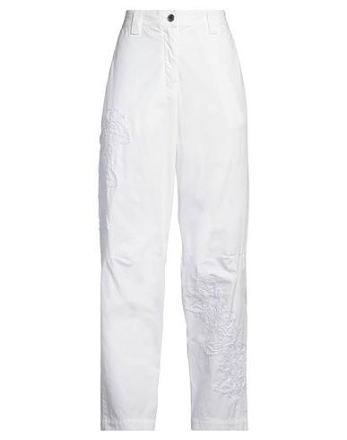 ERMANNO FIRENZE Casual trouser White 100% Cotton, Polyester, Polyamide