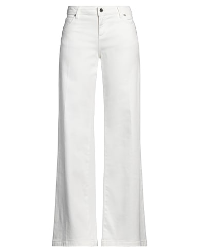 ERMANNO FIRENZE Casual trouser White 97% Cotton, 3% Elastane