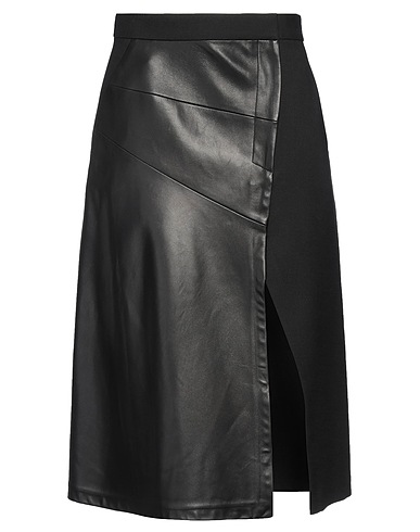 BARBARA BUI Gonna midi Nero 54% Poliestere, 44% Lana, 2% Elastan, Pelle