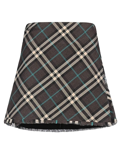 BURBERRY Mini skirt Dark brown 55% Polyester, 45% Virgin Wool, Buffalo Horn