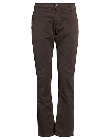 GREY DANIELE ALESSANDRINI Casual trouser Dark brown 98% Cotton, 2% Elastane