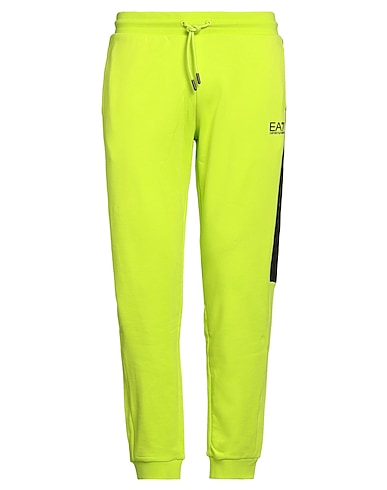 EA7 Casual trouser Lime green 100% Cotton, Polyester, Elastane