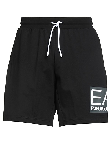 EA7 Shorts & Bermuda Black 100% Cotton, Elastane