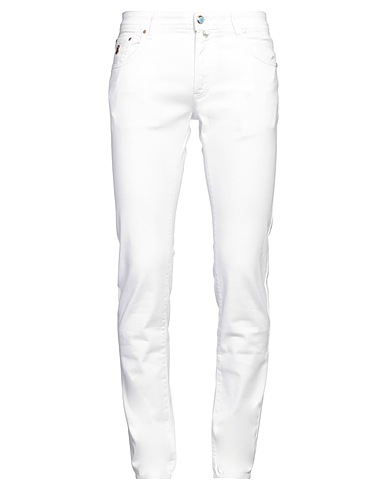 PEOPLE OF SHIBUYA Denim trousers White 92% Cotton, 6% Elastomultiester, 2% Elastane