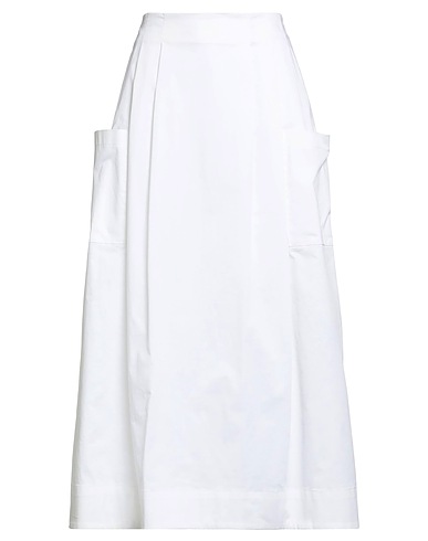 ALPHA STUDIO Midi skirt White 98% Cotton, 2% Elastane