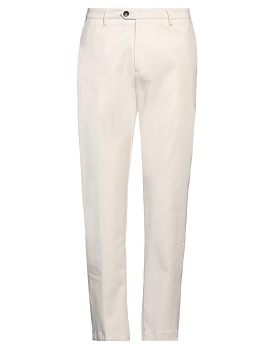 YAN SIMMON Casual trouser Ivory 57% Cotton, 40% Nylon, 3% Elastane