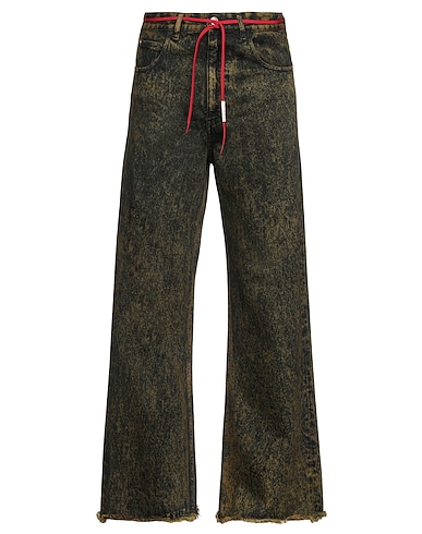 MARNI Denim trousers Military green Cotton, Calfskin