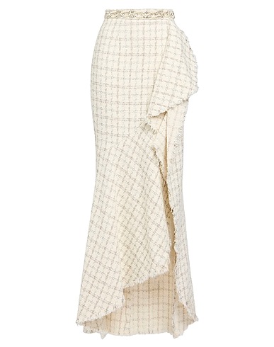 ELISABETTA FRANCHI Long skirt Ivory 49% Cotton, 21% Polyester, 15% Acrylic, 9% Virgin Wool, 6% Other Fibres