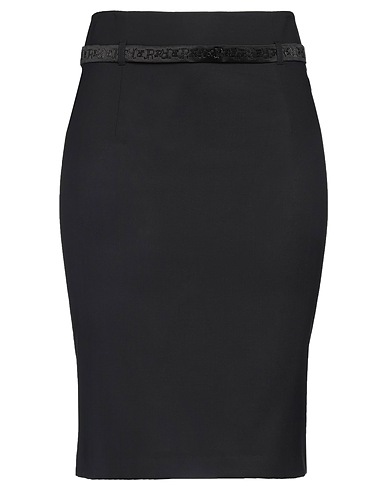 JOHN RICHMOND Midi skirt Black 97% Virgin Wool, 3% Elastane