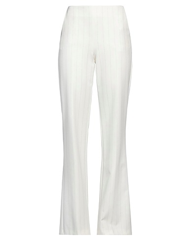 ERMANNO FIRENZE Casual trouser White 87% Polyester, 13% Elastane