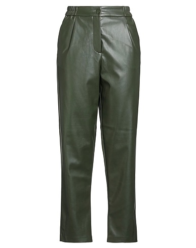 ONLY Casual trouser Dark green 100% Polyester, Polyurethane coated