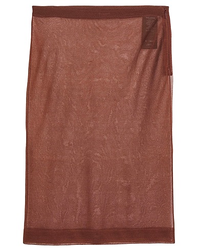 SAINT LAURENT Midi skirt Brown 100% Silk, Polyamide, Elastane