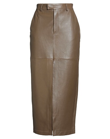 ARMARIUM Long skirt Khaki 100% Ovine leather
