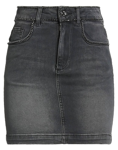LIU •JO Denim skirt Black 98% Cotton, 2% Elastane