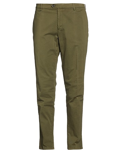 LARDINI Casual trouser Military green 97% Cotton, 3% Elastane