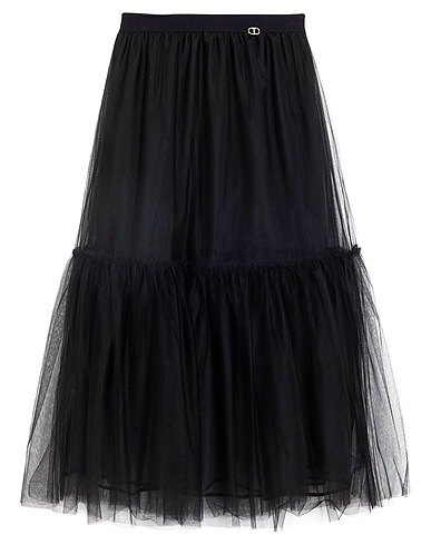 TWINSET Midi skirt Black 100% Polyamide, Polyester