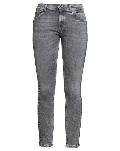 LIU •JO Denim trousers Grey 98% Organic cotton, 2% Elastane