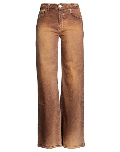 GAëLLE Paris Denim trousers Brown 92% Cotton, 8% Elastomultiester