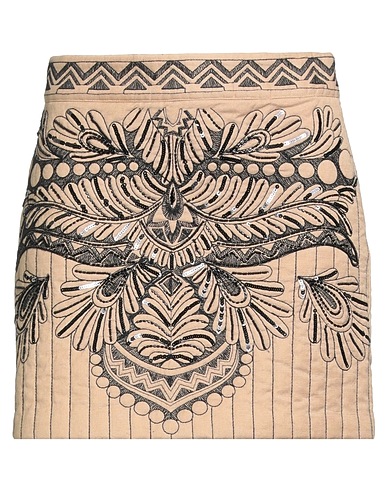 TWINSET Mini skirt Beige 90% Cotton, 10% Linen, Polyester