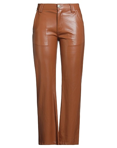 MALÌPARMI Casual pants Brown 100% Polyester, Polyurethane coated