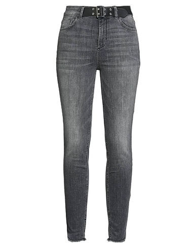 LIU •JO Denim trousers Black 97% Polyester, 3% Elastane