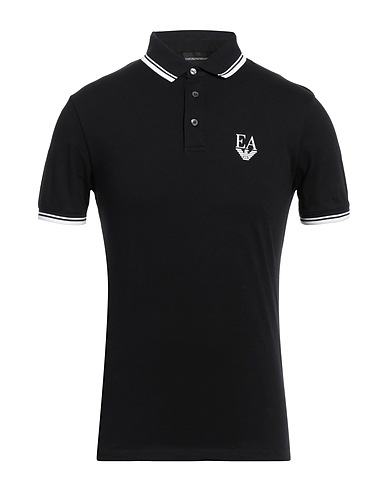 EMPORIO ARMANI Polo shirt Black 96% Cotton, 4% Elastane