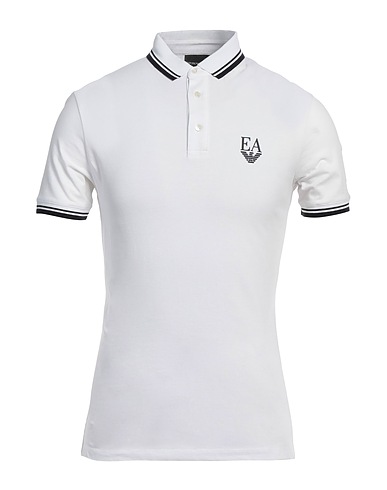 EMPORIO ARMANI Polo shirt White 96% Cotton, 4% Elastane