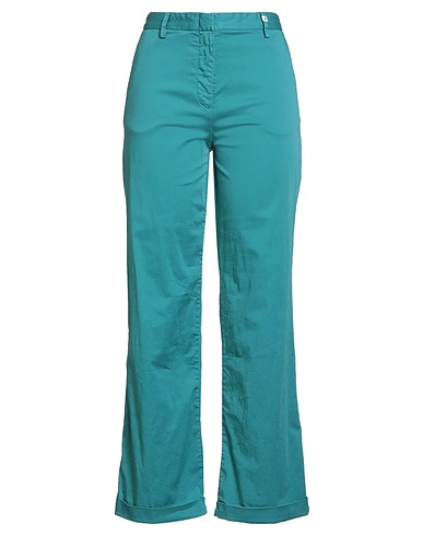 MYTHS Flared pant VERDE PETROLIO 88% Cotton, 9% Silk, 3% Elastane