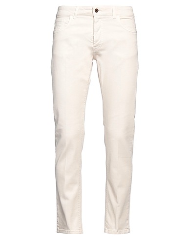 ENTRE AMIS Denim trousers Ivory 98% Cotton, 2% Elastane