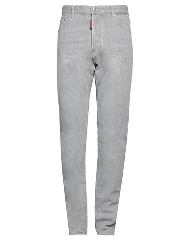 DSQUARED2 Denim trousers Grey 98% Cotton, 2% Elastane, Cow leather