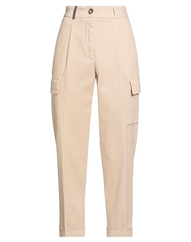 PESERICO Casual pants Beige 98% Cotton, 2% Elastane