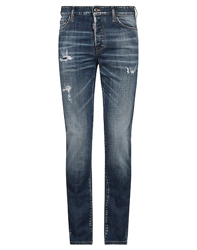 DSQUARED2 Denim trousers ICON Blue 99% Cotton, 1% Elastane, Calfskin