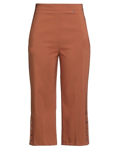 NUALY Casual pants Brown 90% Polyester, 10% Elastane