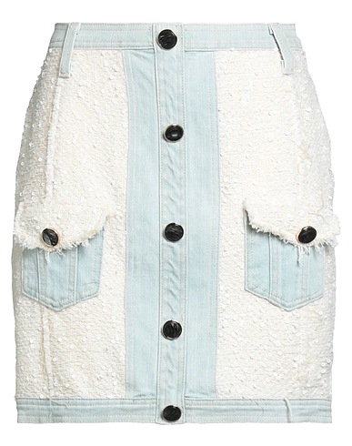 FRACOMINA Denim skirt PREMIÈRE 98% Cotton, 2% Elastane, Leather