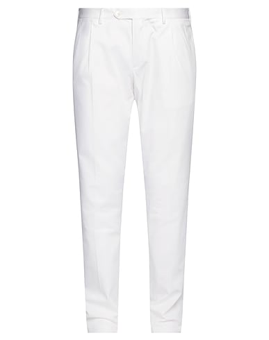 LARDINI Casual pants White 98% Cotton, 2% Elastane
