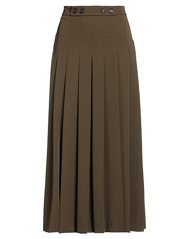 PINKO Gonna midi Verde militare 72% Poliestere, 23% Viscosa, 5% Elastan